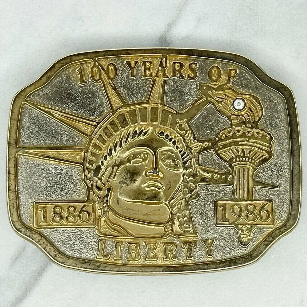 Vintage 1986 100 Years of Liberty Statue Belt Buckle Centennial ✨
